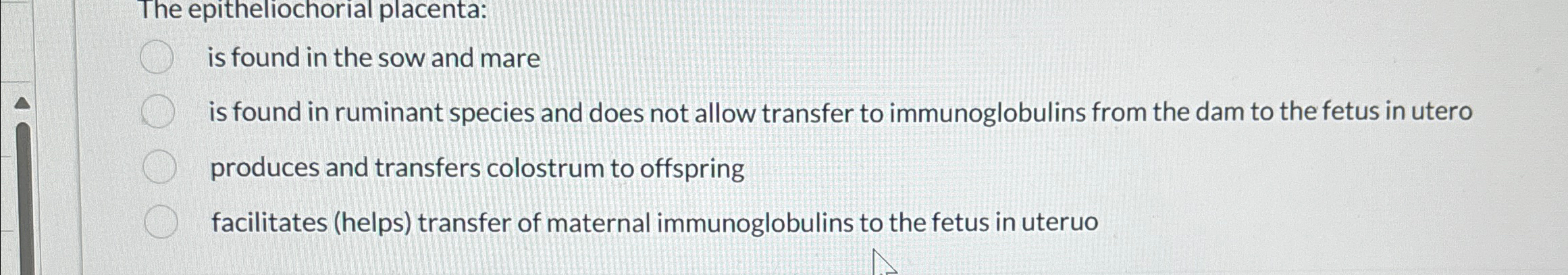 Solved The epitheliochorial placenta:is found in the sow and | Chegg.com