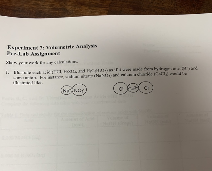 Solved Experiment 7 Volumetric Analysis PreLab Assignment