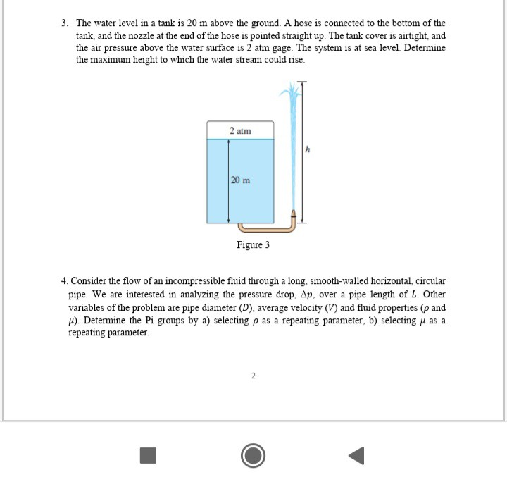Solved 3. The water level in a tank is 20 m above the