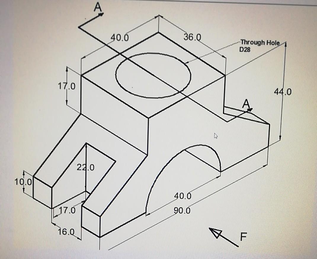 Solved A 40.6 36.2 Through Hole D28 17.0 44.0 24.0 10.01 | Chegg.com