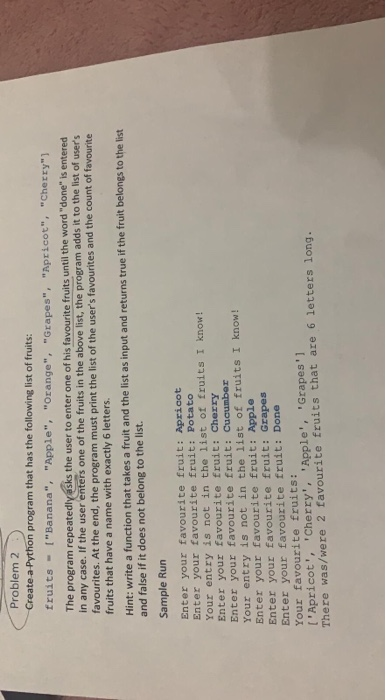 Solved Problem 2 :) Create a Python program that has the | Chegg.com