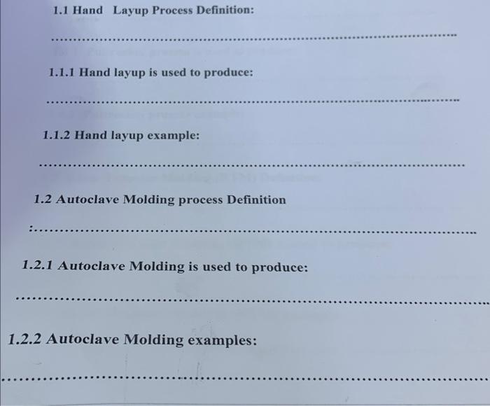 Solved 1.1 Hand Layup Process Definition: 1.1.1 Hand layup | Chegg.com