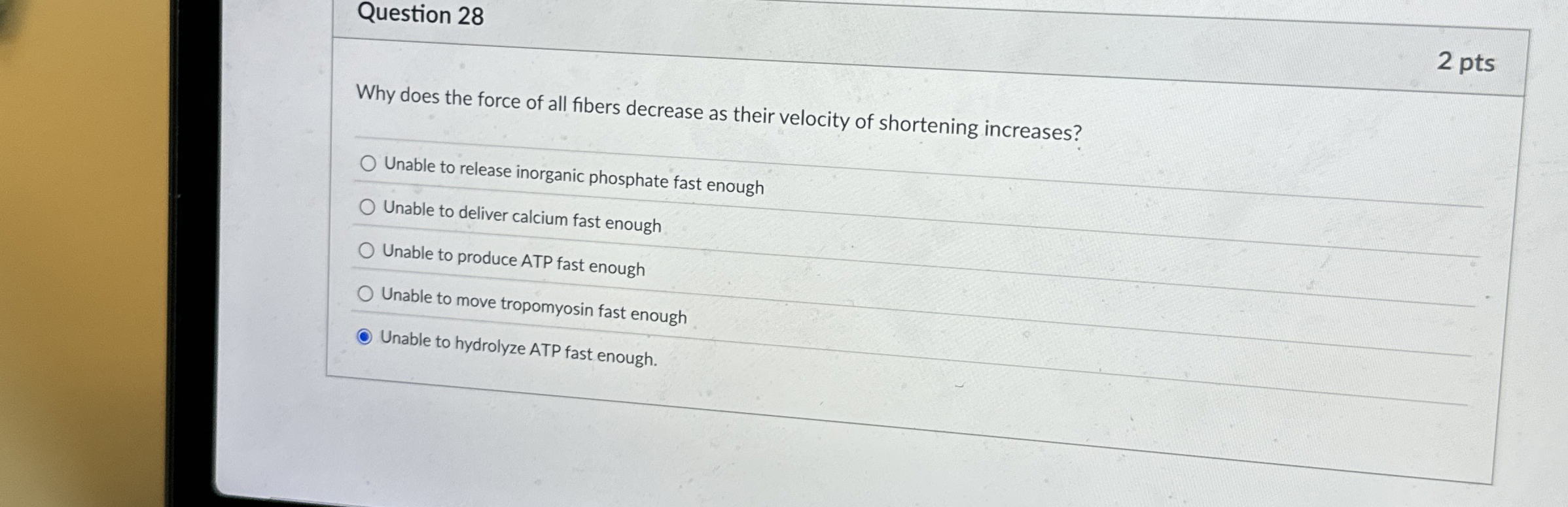 Solved Question 282 ﻿ptsWhy does the force of all fibers | Chegg.com
