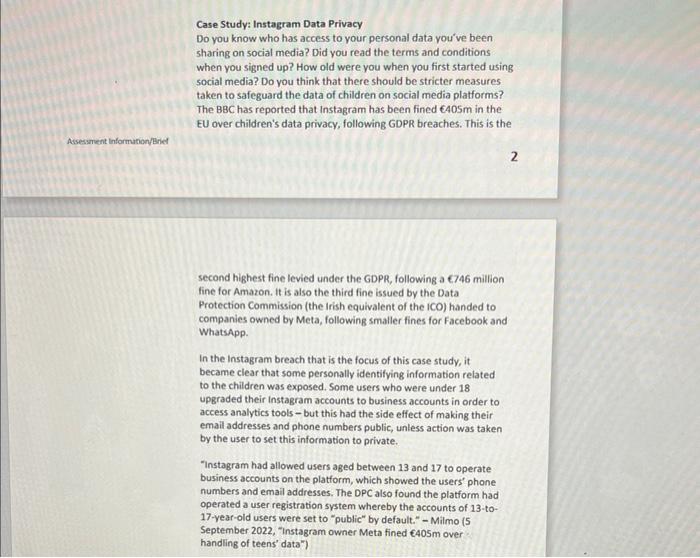 Solved Case Study: Instagram Data Privacy Do you know who | Chegg.com