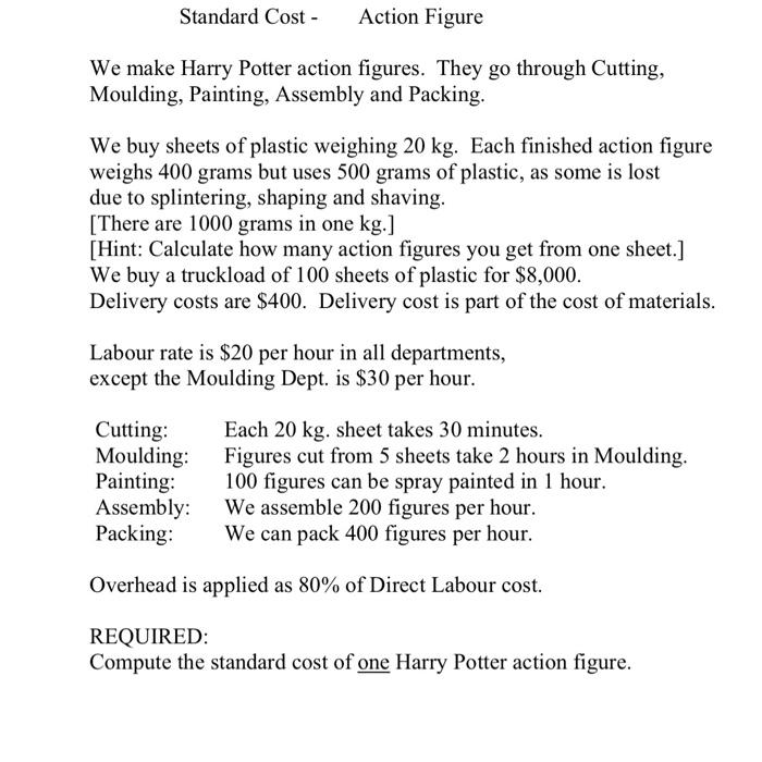 Solved Standard Cost Action Figure We make Harry Potter