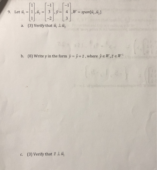 Solved 5 17 1 9 Let U 1u 3 4 W Span U U L Chegg Com