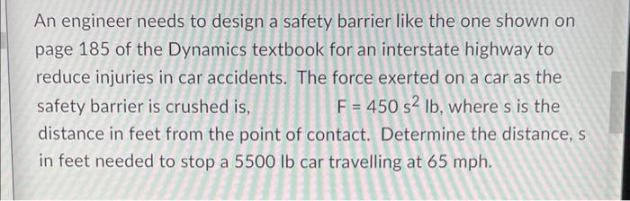 Solved An engineer needs to design a safety barrier like the | Chegg.com