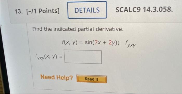 partial derivative of sin x y