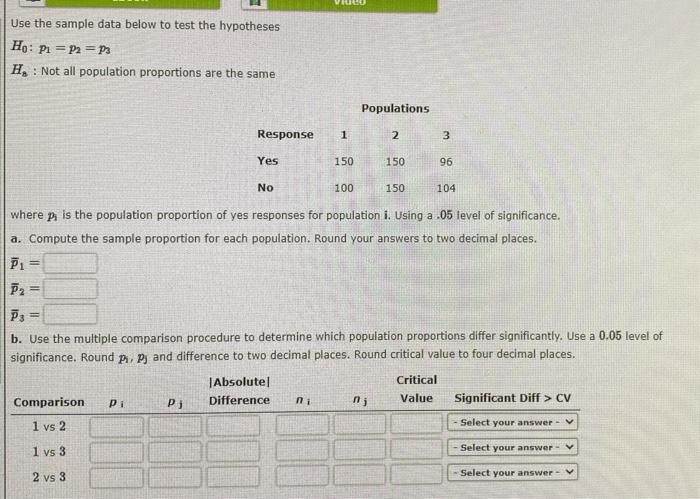 Solved Use the sample data below to test the hypotheses Ho: | Chegg.com