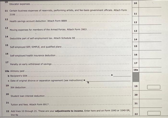 Solved Instructions Form 1040 Schedule 1 2019 Tax Rate 4138