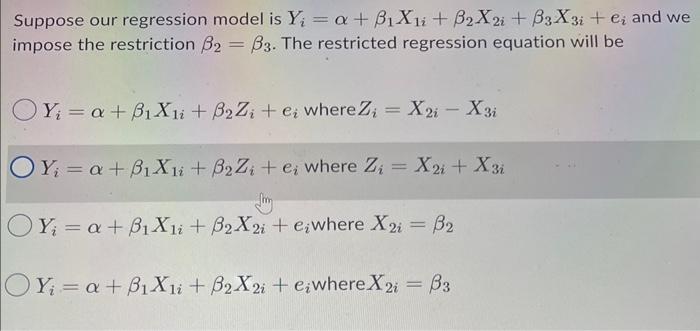 Solved Suppose Our Regression Model Is | Chegg.com