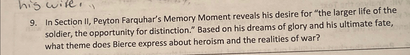 Solved In Section II, ﻿Peyton Farquhar's Memory Moment | Chegg.com