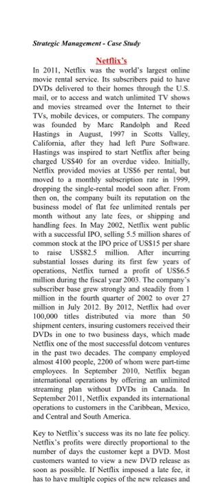 netflix in 2011 case study solution