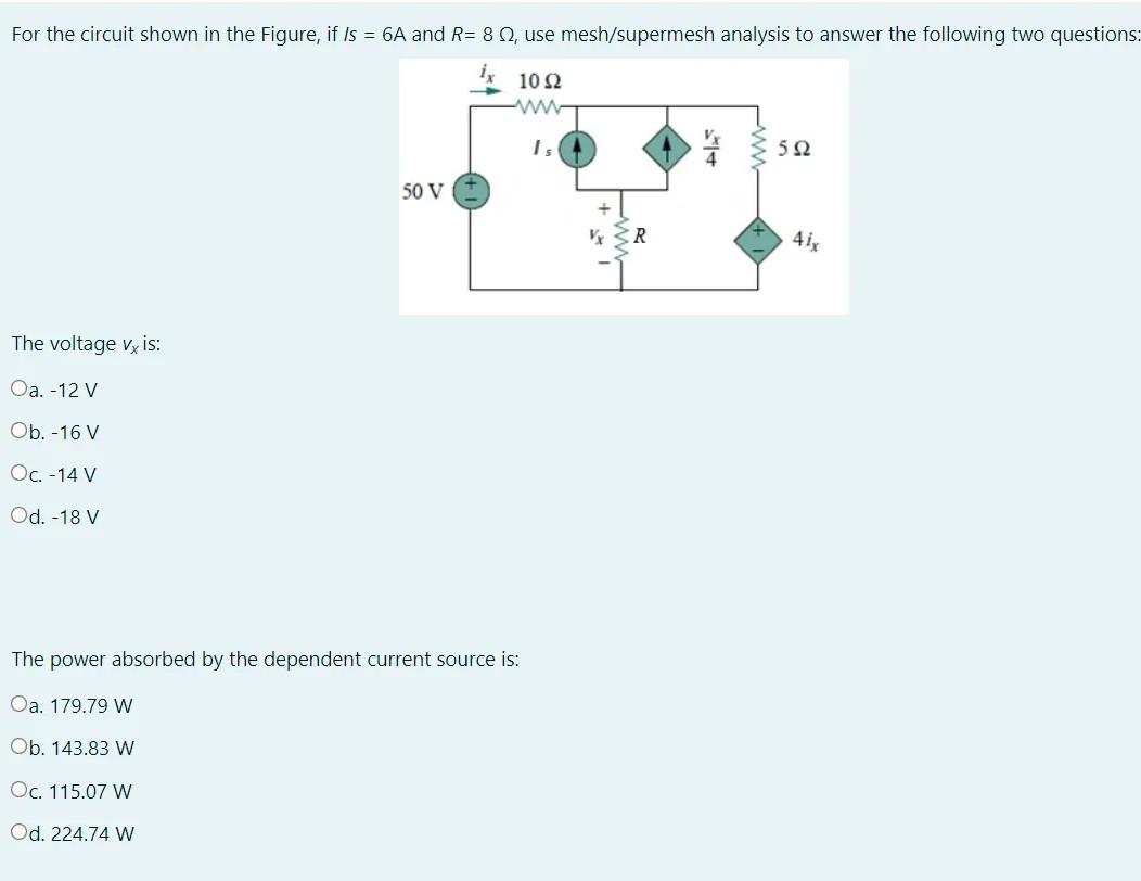 Solved For the circuit shown in the Figure, if Is = 6A and | Chegg.com