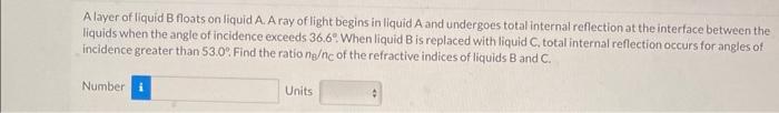 Solved A Layer Of Liquid B Floats On Liquid A. A Ray Of 