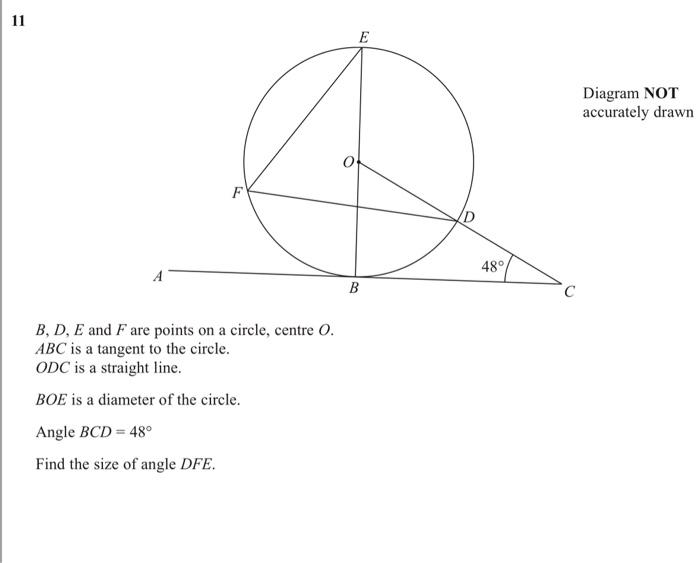 Solved 11 E Diagram Not Accurately Drawn F D 48° B с B, D, E 