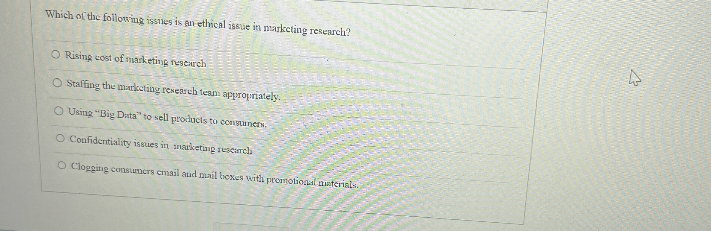 Solved Which of the following issues is an ethical issue in | Chegg.com