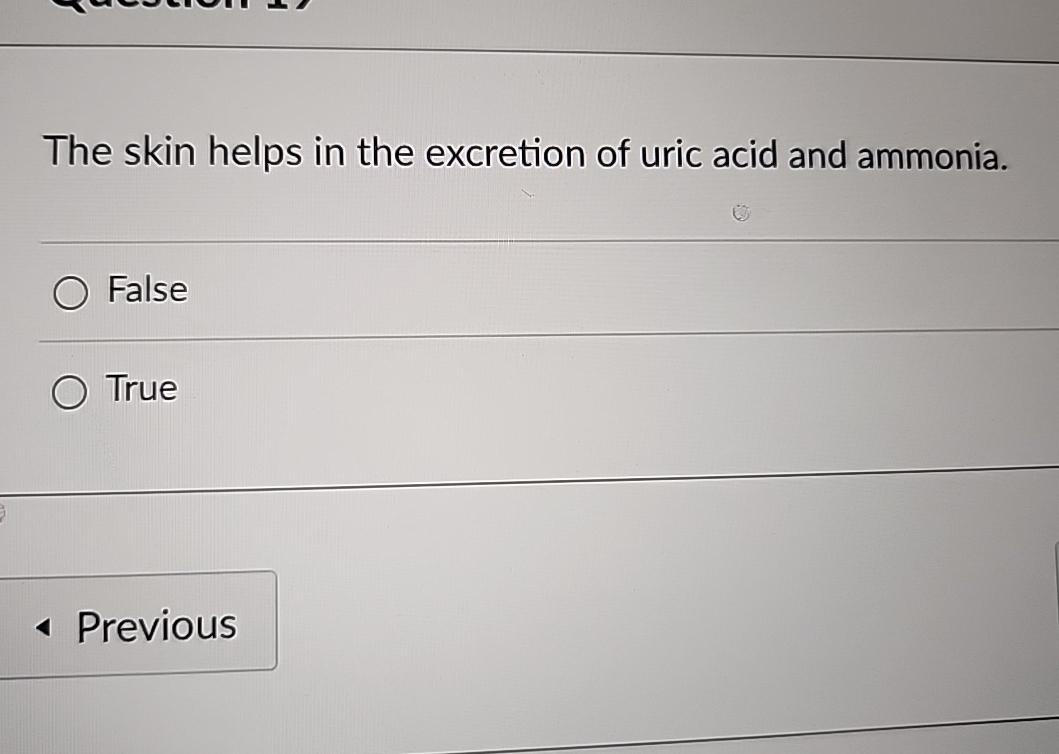 Solved The skin helps in the excretion of uric acid and | Chegg.com