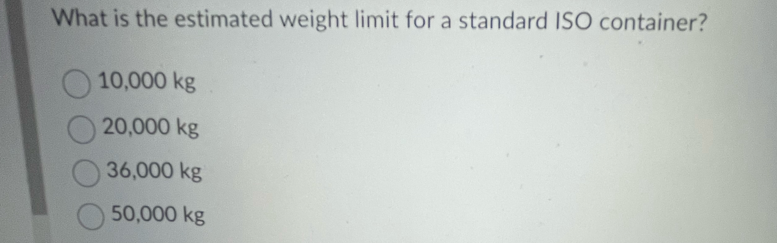 Solved What is the estimated weight limit for a standard ISO | Chegg.com