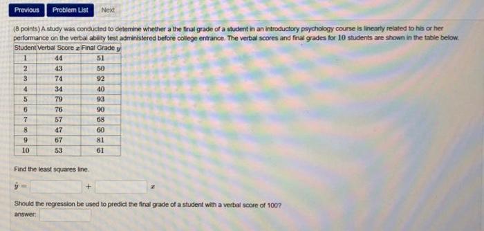 Solved (8 points) A study was conducted to detemine whether | Chegg.com