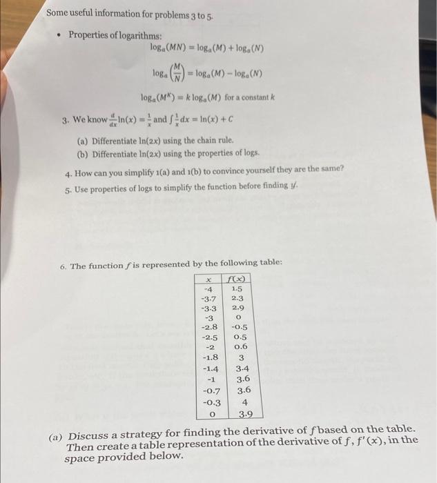 Solved Some useful information for problems 3 to 5 . - | Chegg.com