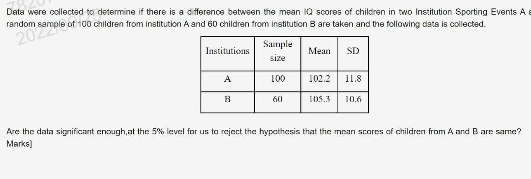 Solved Data were collected to determine if there is a | Chegg.com