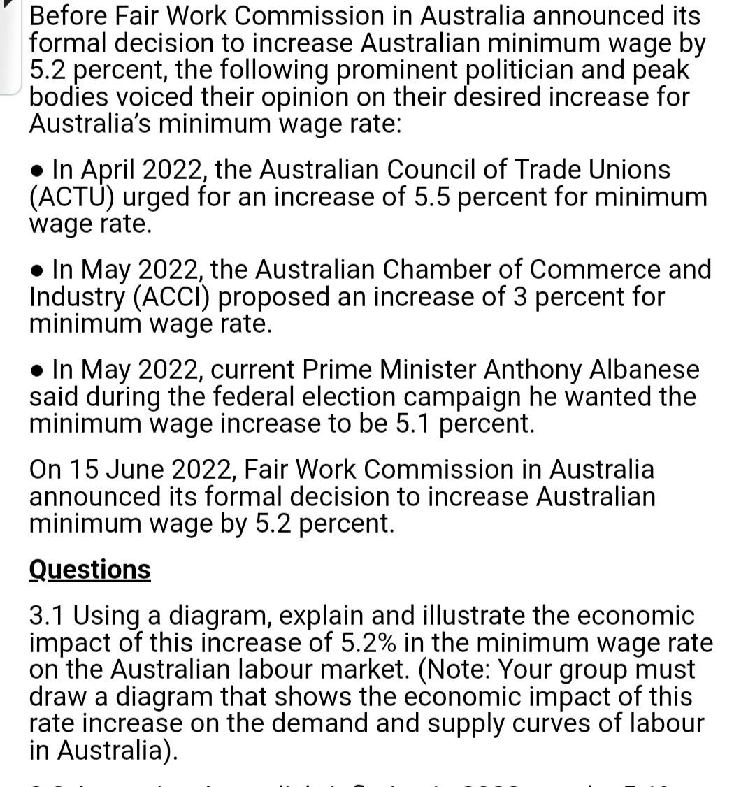 Solved Before Fair Work Commission in Australia announced Chegg