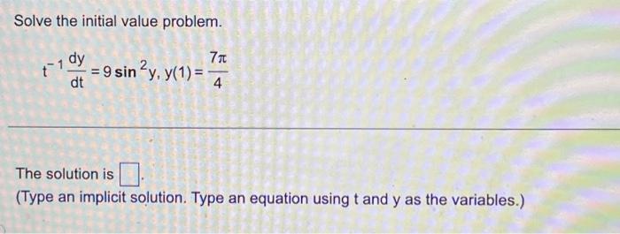 Solved Solve the initial value problem. | Chegg.com