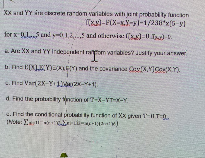 Solved Xx And Yy Are Discrete Random Variables With Joint Chegg Com