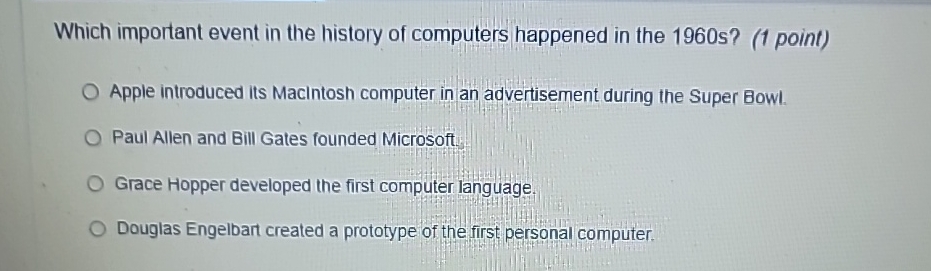 First Computer Language Make By Solved Which important event in the history of computers | Chegg.com