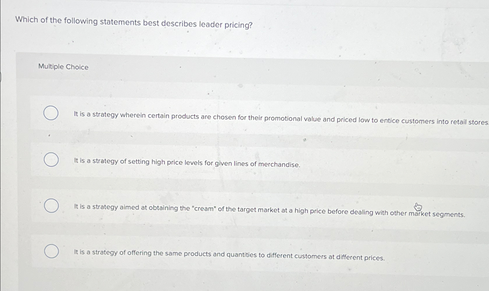 Solved Which of the following statements best describes | Chegg.com