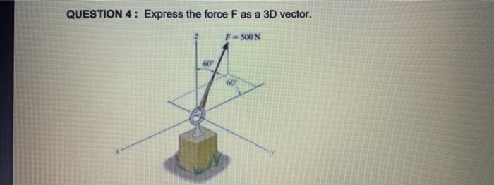 Solved QUESTION 4 : Express the force F as a 3D vector. | Chegg.com
