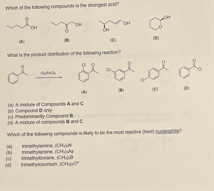 Solved Which of the following compounds is the strongest