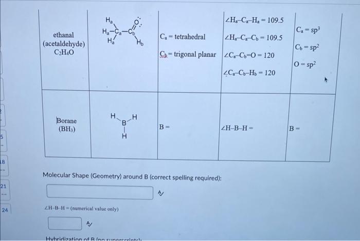 Solved Molecular Shape (Geometry) Around B (correct Spelling | Chegg.com