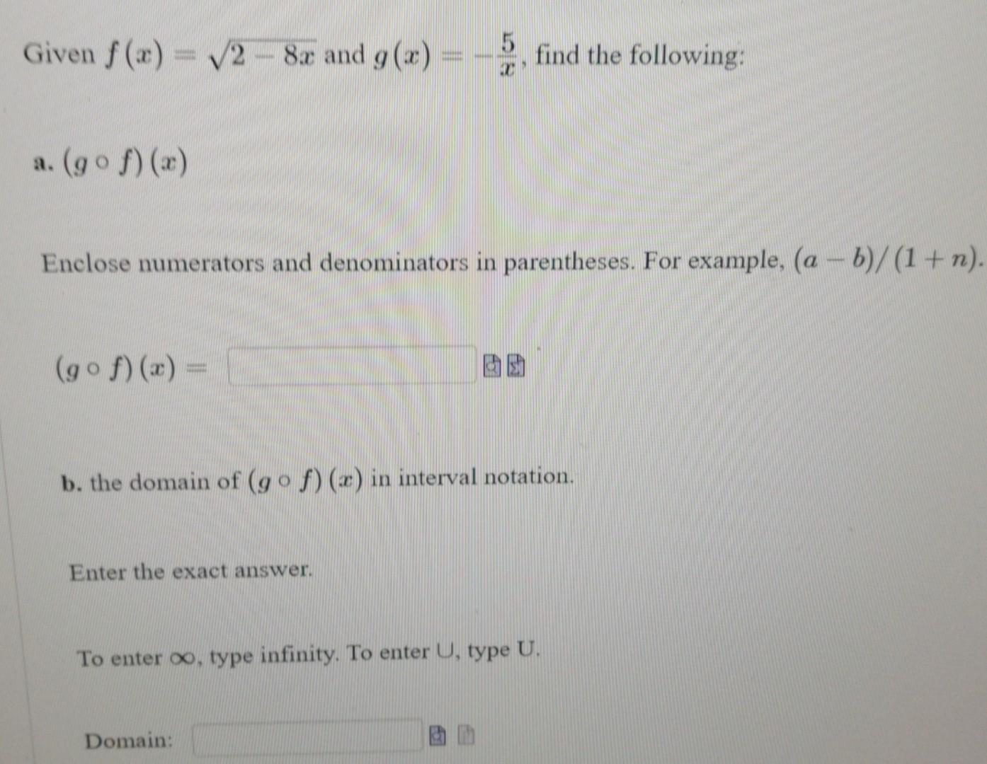 Solved Given F X 2−8x And G X −x5 Find The Following A