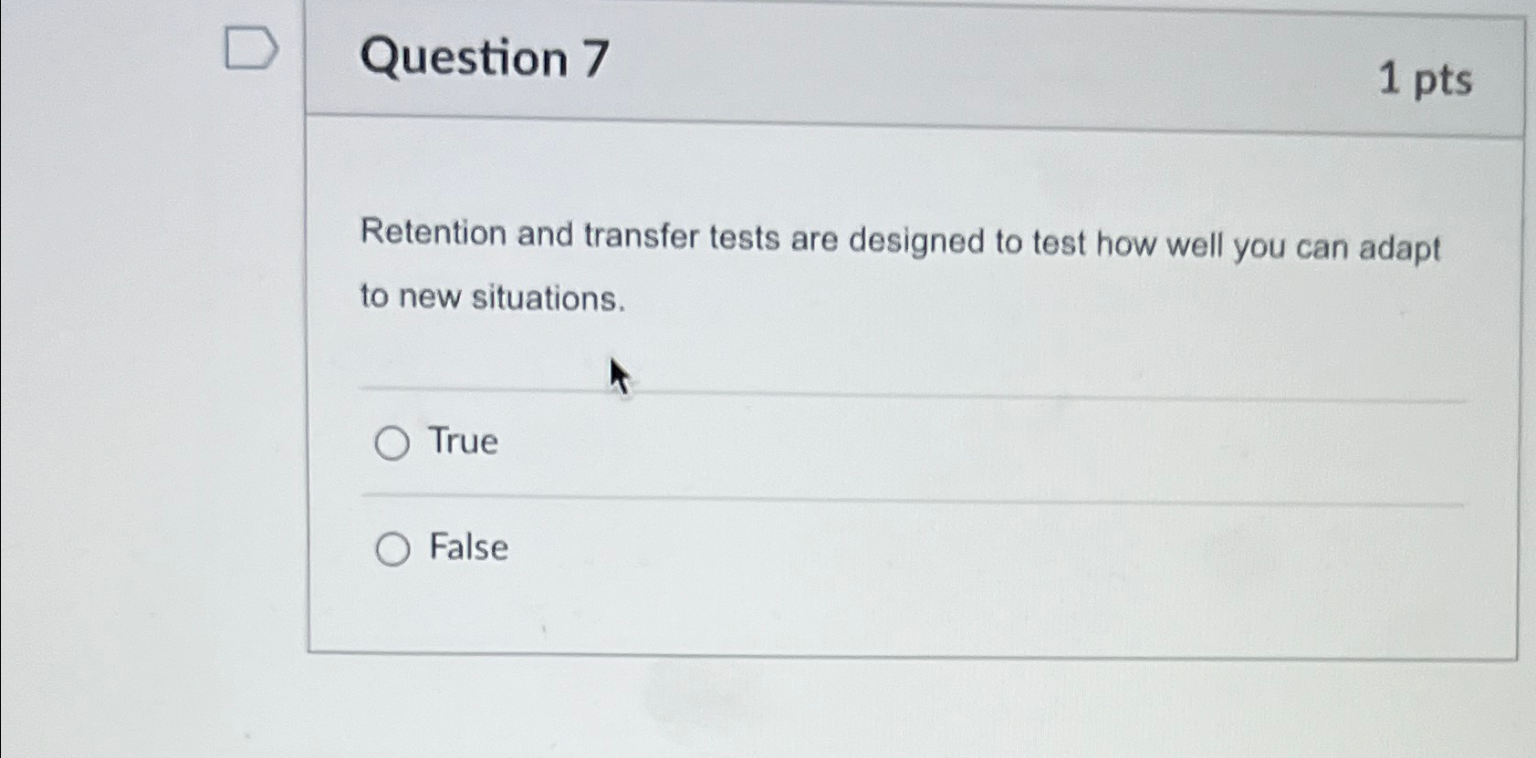 Solved Question 71 ﻿ptsRetention and transfer tests are | Chegg.com