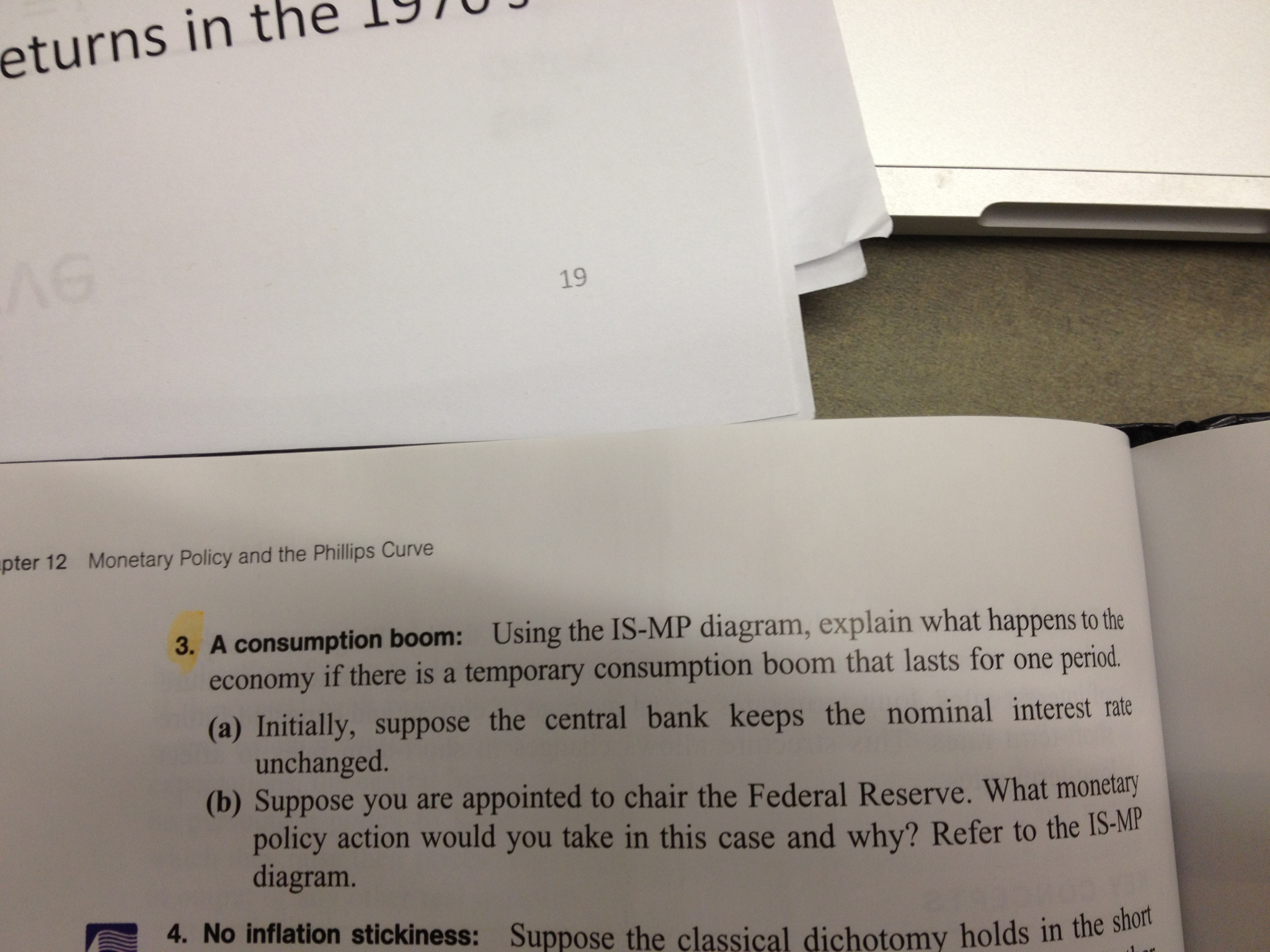 A consumption boom Using the ISMP diagram, explain