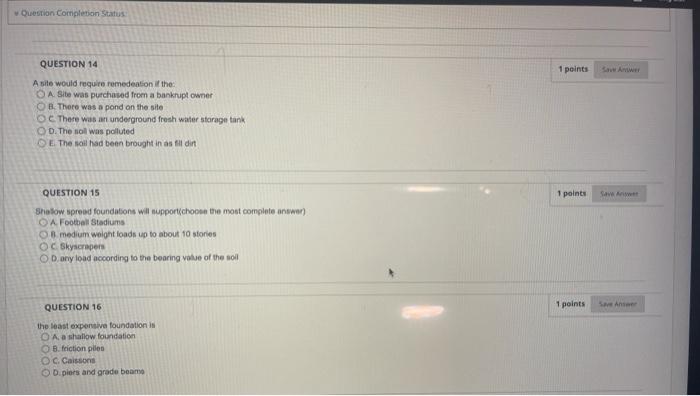 Solved Question Completion Status 1 points QUESTION 14 A | Chegg.com
