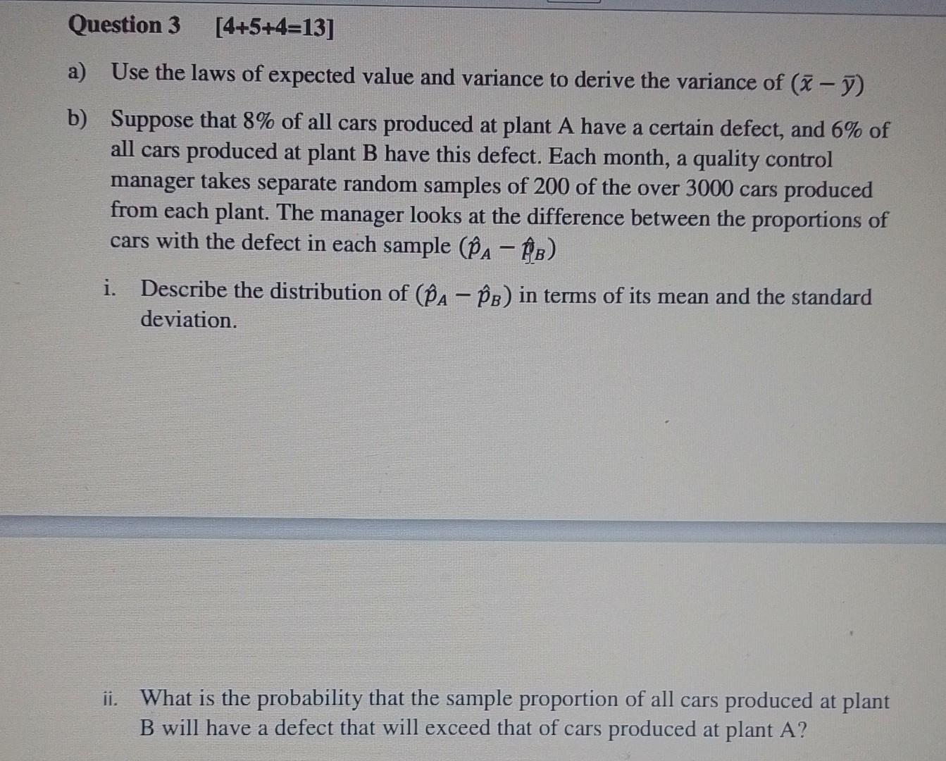 Solved A) Use The Laws Of Expected Value And Variance To | Chegg.com