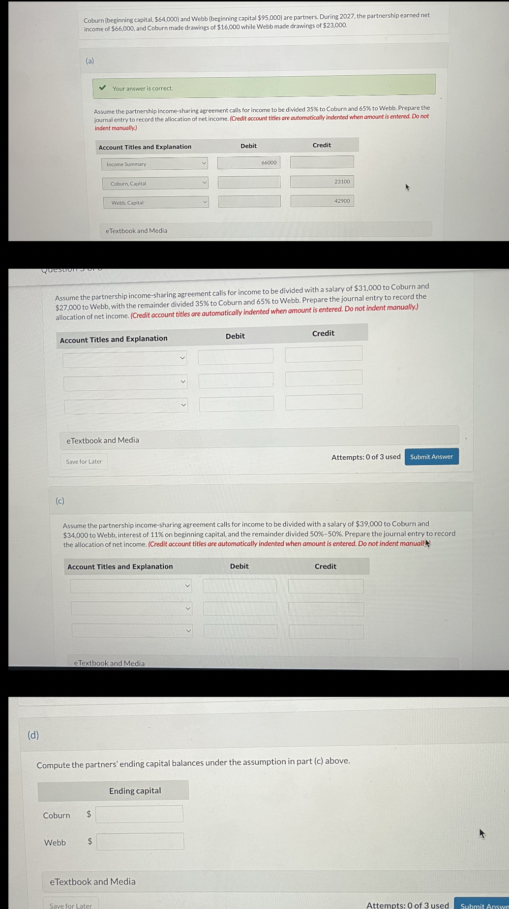 Solved Coburn (beginning capital, $64,000 ) ﻿and Webb | Chegg.com
