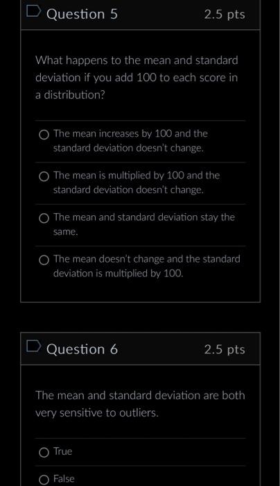 Solved What happens to the mean and standard deviation if | Chegg.com