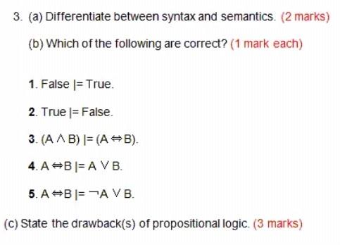 Solved 3. (a) Differentiate between syntax and semantics. (2 | Chegg.com