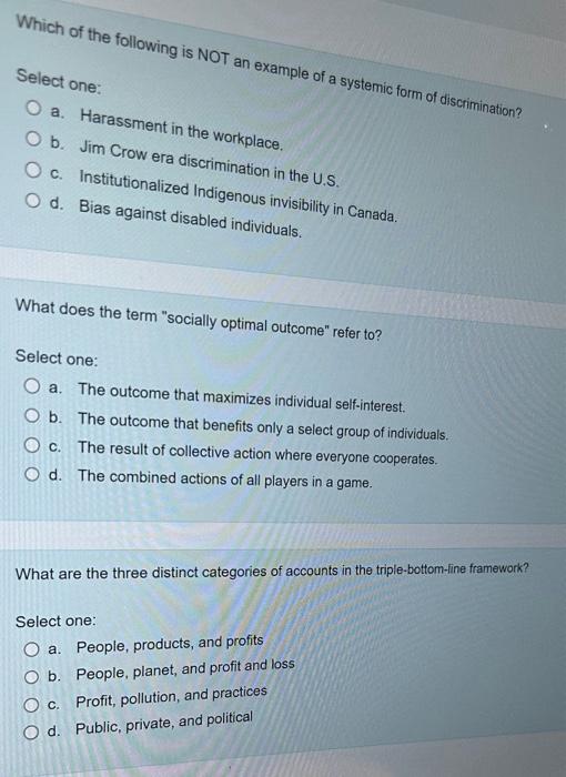 Solved Which of the following is NOT an example of a | Chegg.com