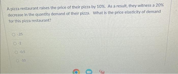Solved A pizza restaurant raises the price of their pizza by | Chegg.com