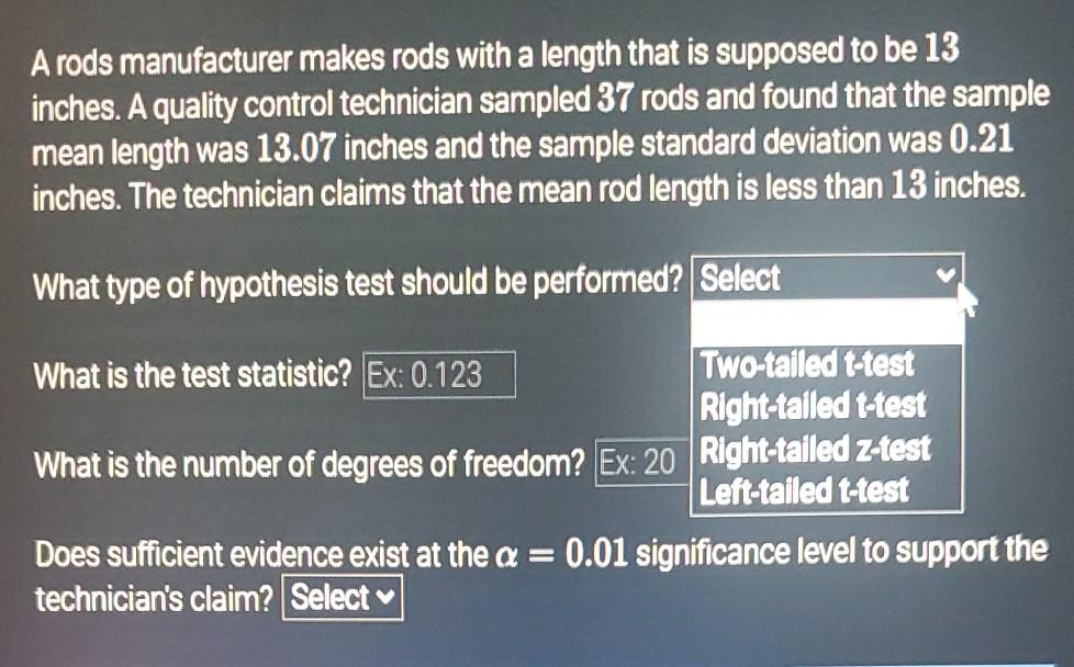 Solved A rods manufacturer makes rods with a length that is | Chegg.com
