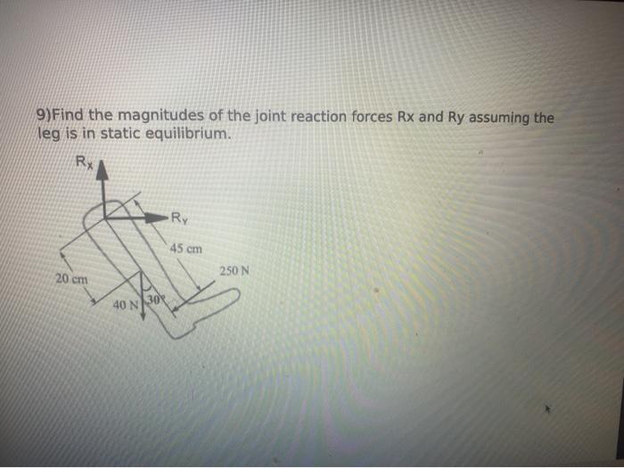 Solved 9)Find the magnitudes of the joint reaction forces Rx | Chegg.com