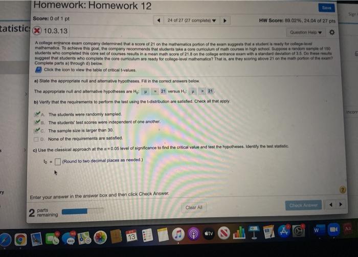 Solved Homework: Homework 12 SV 24 of 27 27 complete HW | Chegg.com