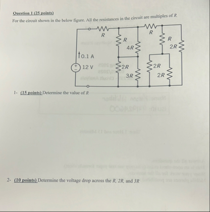 Question 1 ( 25 ﻿points)For the circuit shown in the | Chegg.com