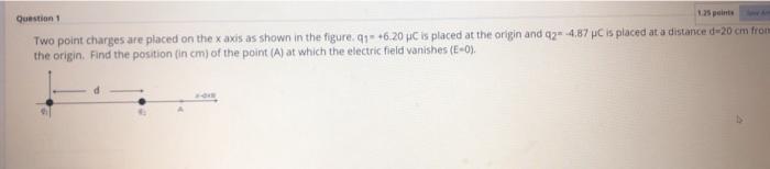 Solved Question 1 Two point charges are placed on the x axis | Chegg.com