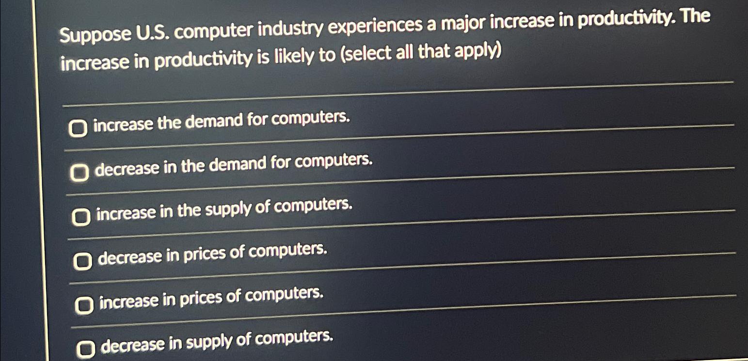 Solved Suppose U.S. ﻿computer industry experiences a major | Chegg.com